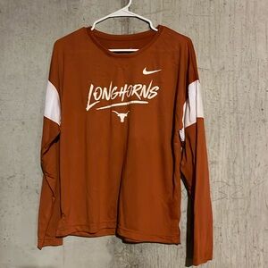 Nike LS burnt orange Texas Longhorns dry fit shirt.